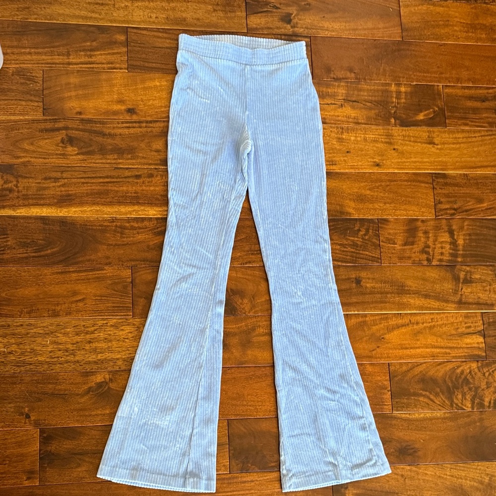 Aerie Light Blue Ribbed Flared Leggings Size Small Long Women’s